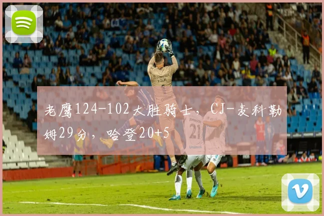 老鹰124-102大胜骑士，CJ-麦科勒姆29分，哈登20+5